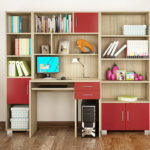 Παιδικό σετ γραφείο βιβλιοθήκη δρυς κόκκινο
